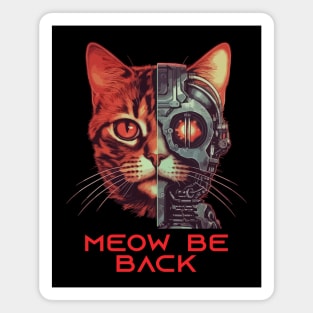 Retro 80s 90s Robot Cat Gifts Sci Fi Pun Funny Cat Magnet